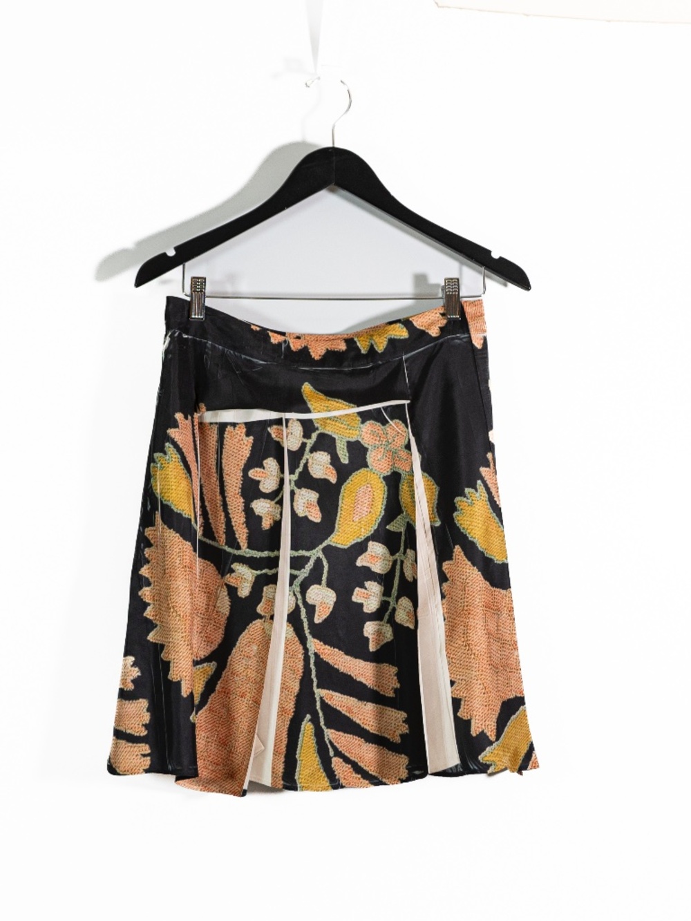 NEW Cotelac Jupe Woven Pleated A Line Mini Rose Multicolor Printed Skirt